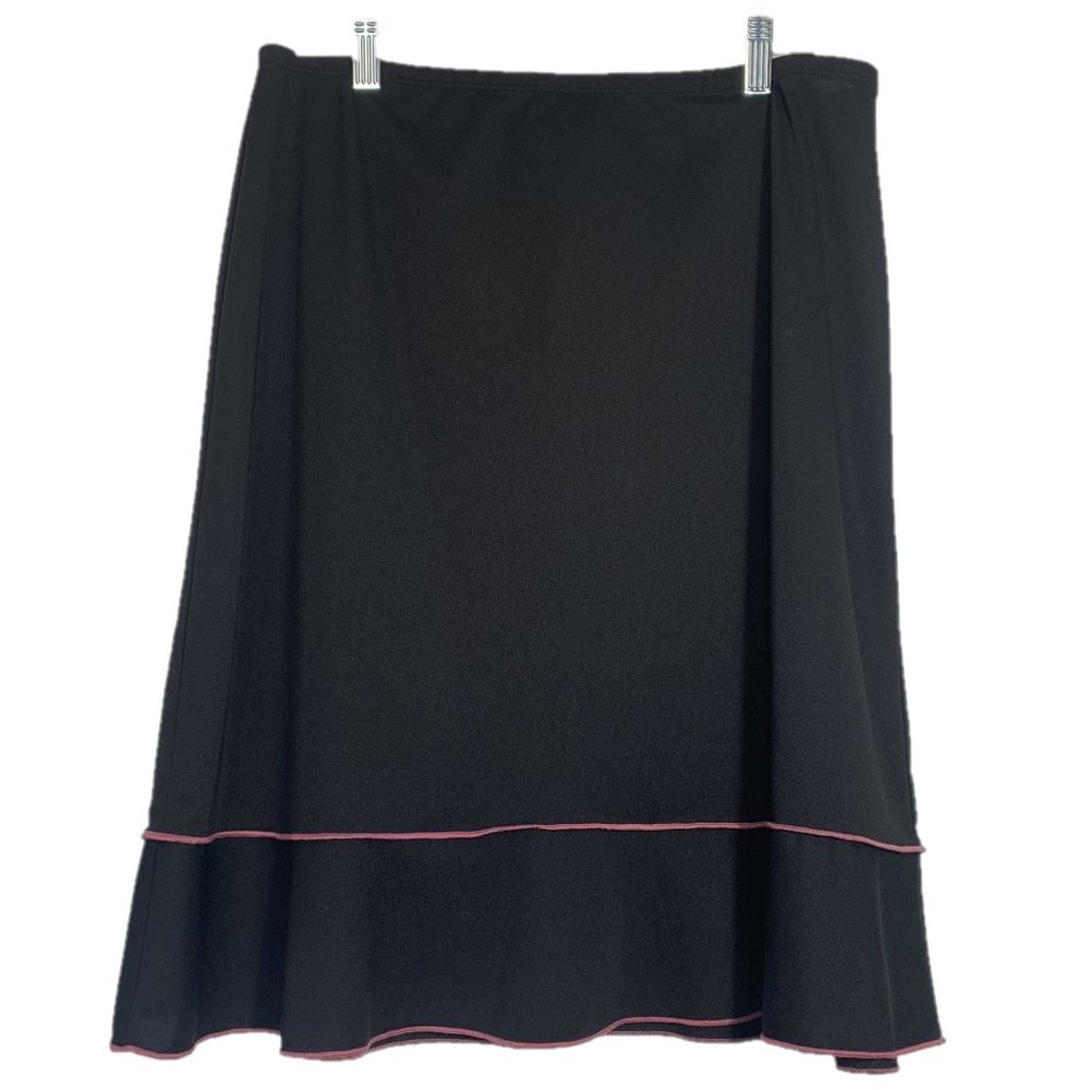 Parallel Midi Flair Skirt Black & Pink Size L